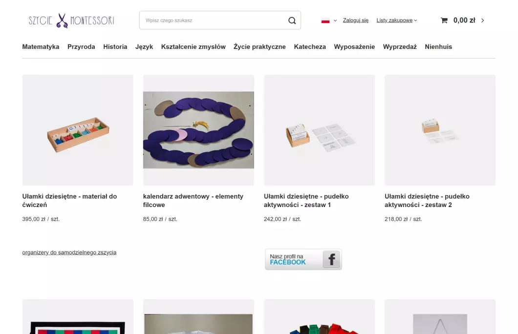 Pomoce dydaktyczne Montessori - Szycie Montessori